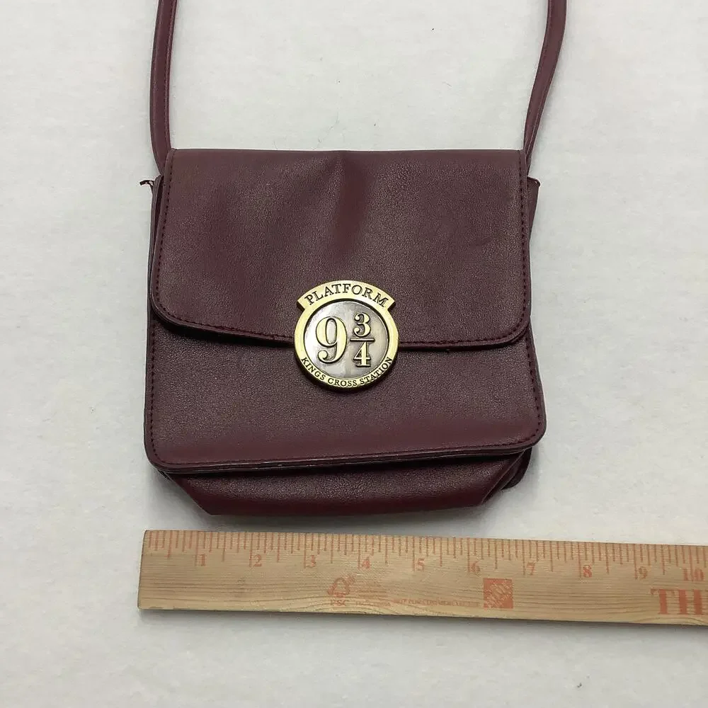 Harry Potter Platform 9 3/4 Crossbody Bag Womens Small Burgundy Faux Leather